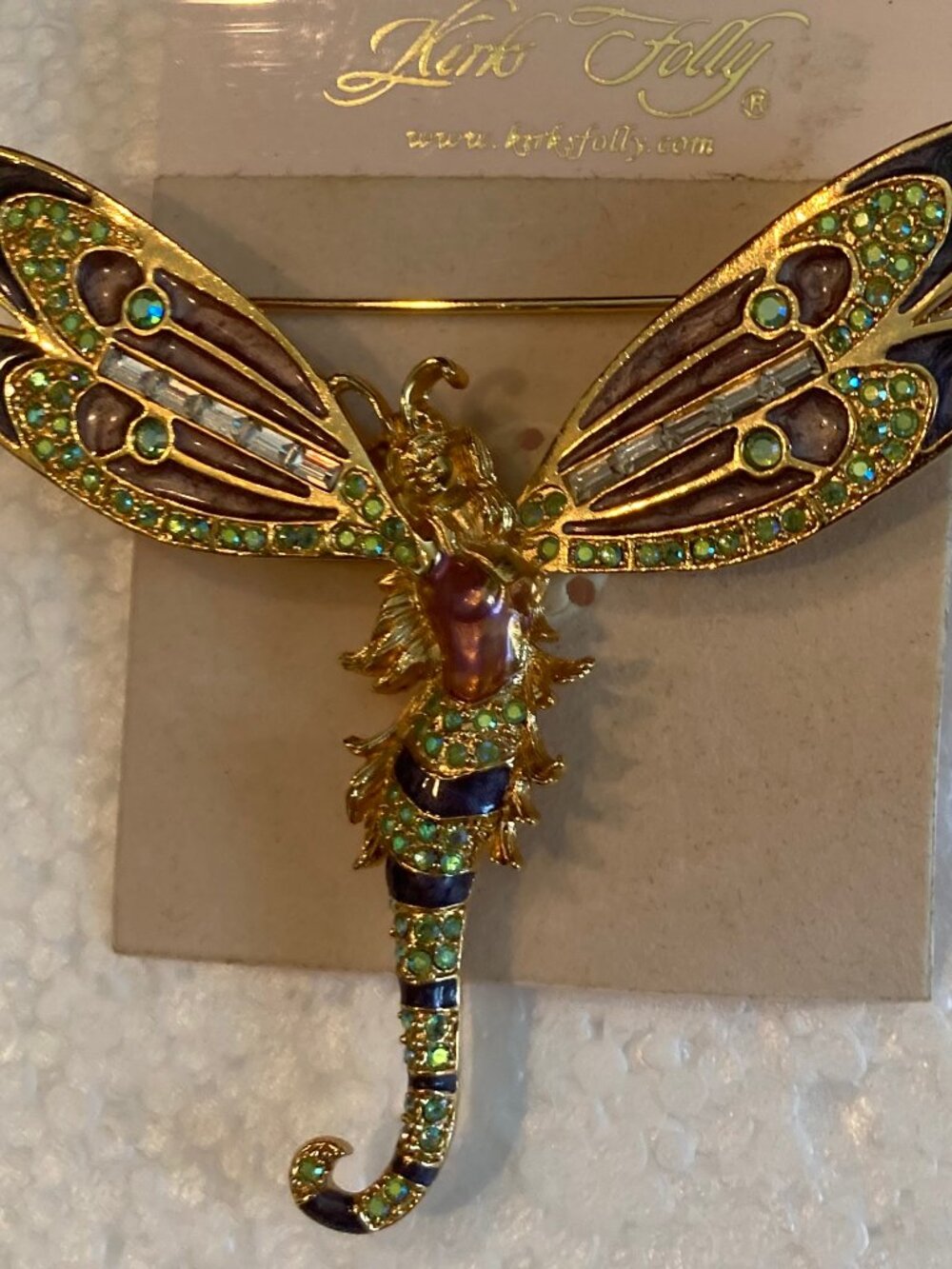 KIRKS FOLLY SIGNED/VERY RARE DRAGONFLY FAIRY BROOCH W/AMAZING DETAILS-SEE NOW